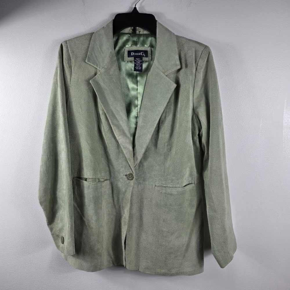 Denim & Co. Women S Suede Blazer Jacket Tailored Leather Single Button Lined